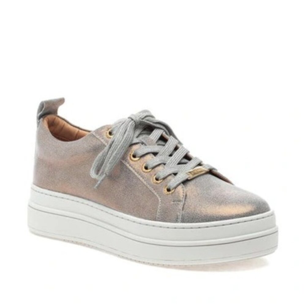 J Slides | Noca Platform Sneaker | Bronze Metallic Suede | Size 9